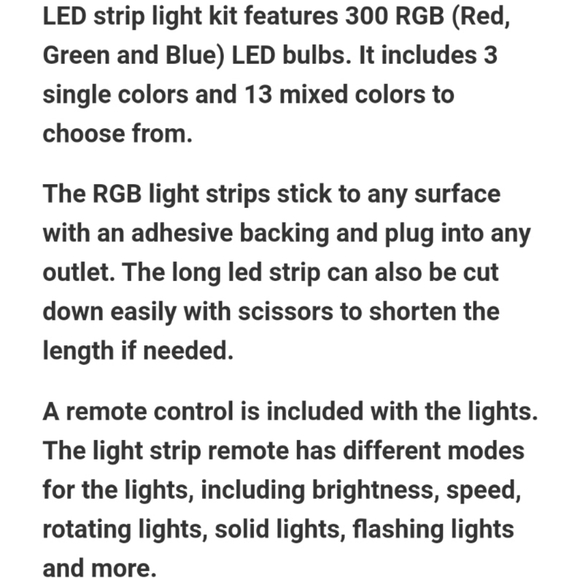 🆕️65ft Color Changing LED Light Strip (Remote) - Picture 4 of 10